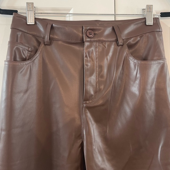 NWT Cami NYC Zenobia Vegan Leather Pant Brown Java Size 6 - Picture 11 of 15